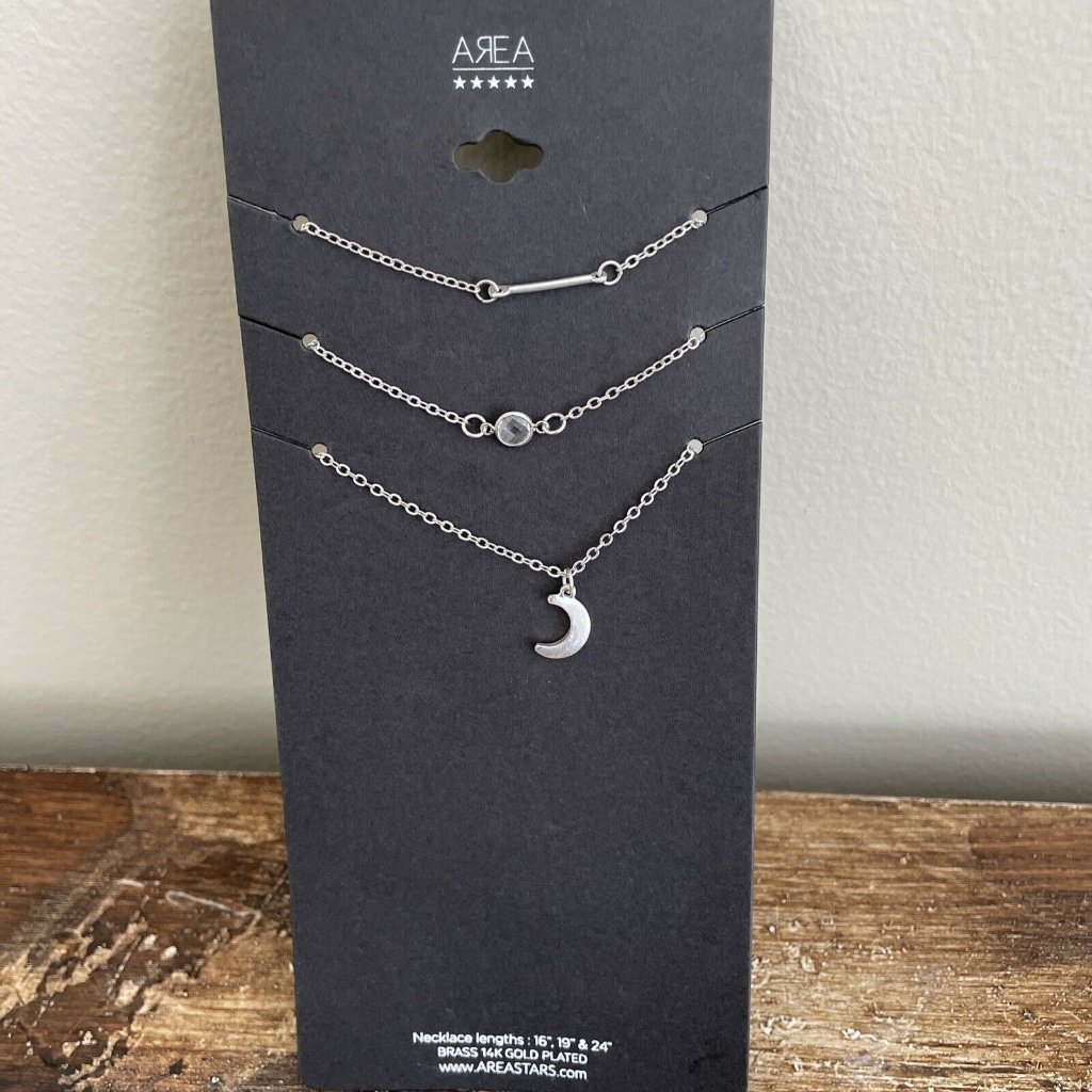 New Area Stars Multi Layer Necklaces Moon Etc Layering Silver Tone, New